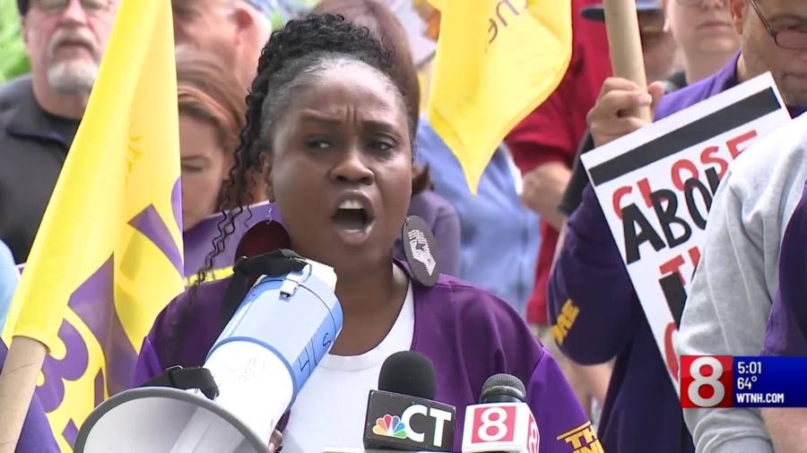 Union workers rally at Connecticut State Capitol in solidarity with Los Angeles protesters