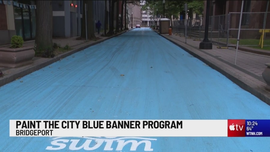 Bridgeport ‘painting the city blue' ahead of Swim Across the Sound fundraiser