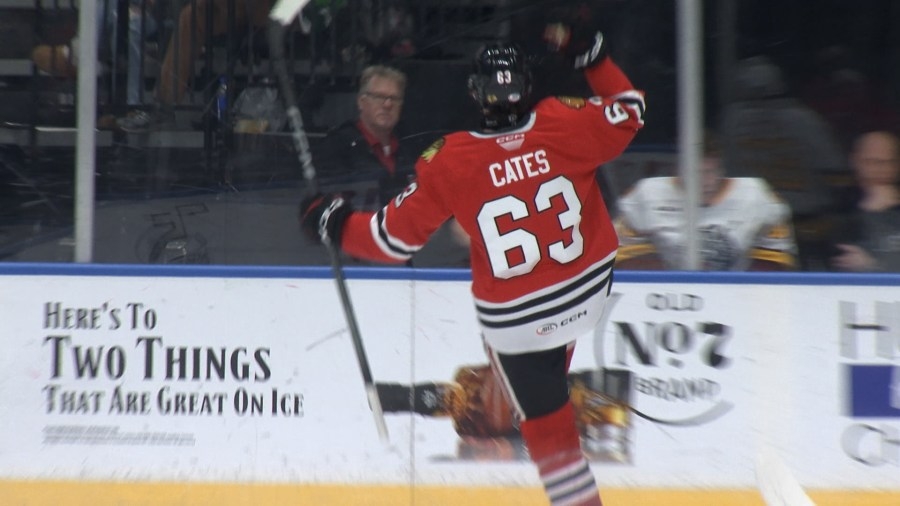 IceHogs can't take advantage of Jackson Cates' hat trick falling to the Chicago Wolves in a shootout