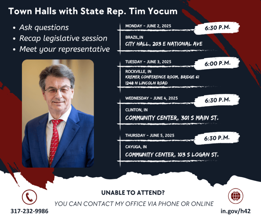State Rep. Tim Yocum to hold four town halls this week