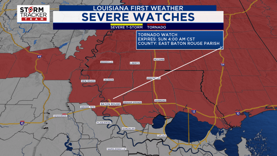 Tornado watch issued for southeastern Louisiana, southern Mississippi
