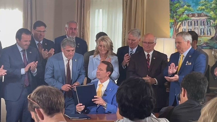 Gov. Jeff Landry signs car insurance reform bills at Governor's Mansion