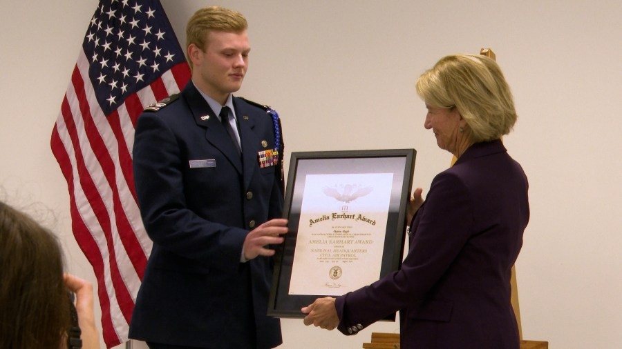 US Senator Shelley Moore Capito presented Mercer County cadet with major award