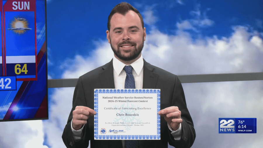 Chris Bouzakis wins National Weather Service contest for Boston snowfall prediction