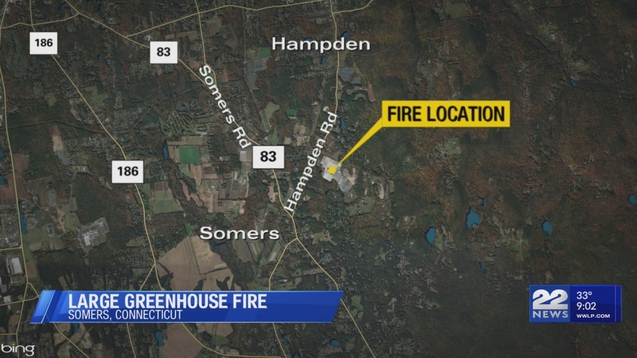 Conn., Mass. crews tackle major greenhouse fire in Somers