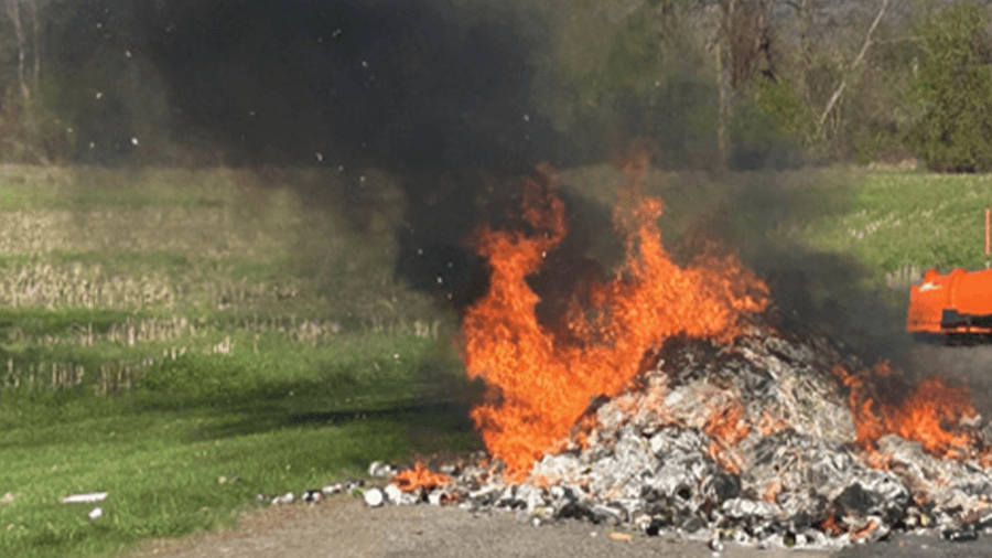 Fire officials urges proper disposal of lithium-ion batteries after recycling truck fire in Sunderland