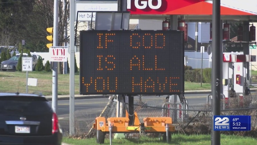 Chicopee mayor defends religious message broadcast on street sign