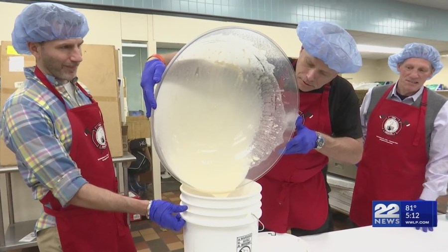 All hands on deck to prepare food for the World's Largest Pancake Breakfast on Saturday