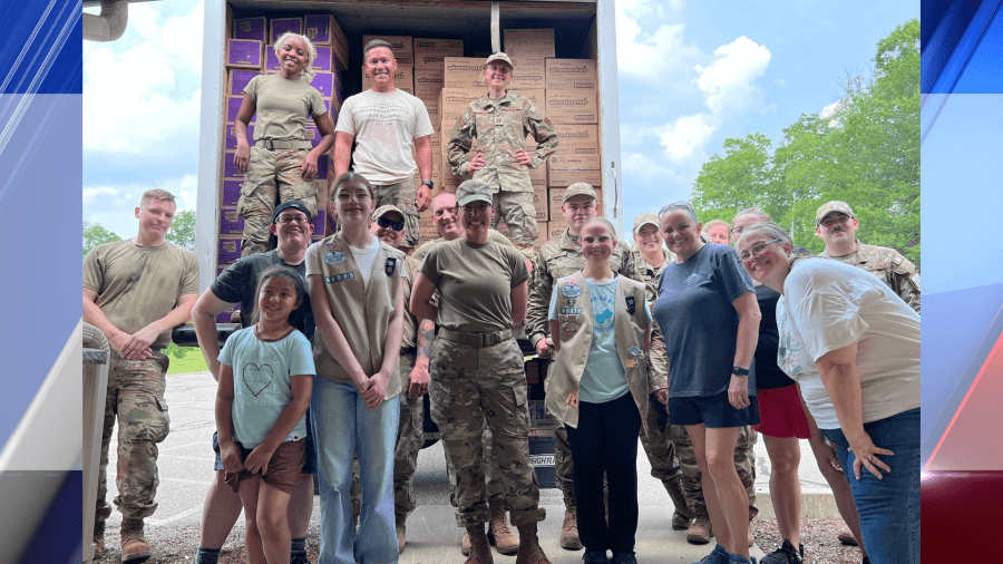 Girl Scouts donate nearly 14,000 boxes of cookies at Barnes Air National Guard Base