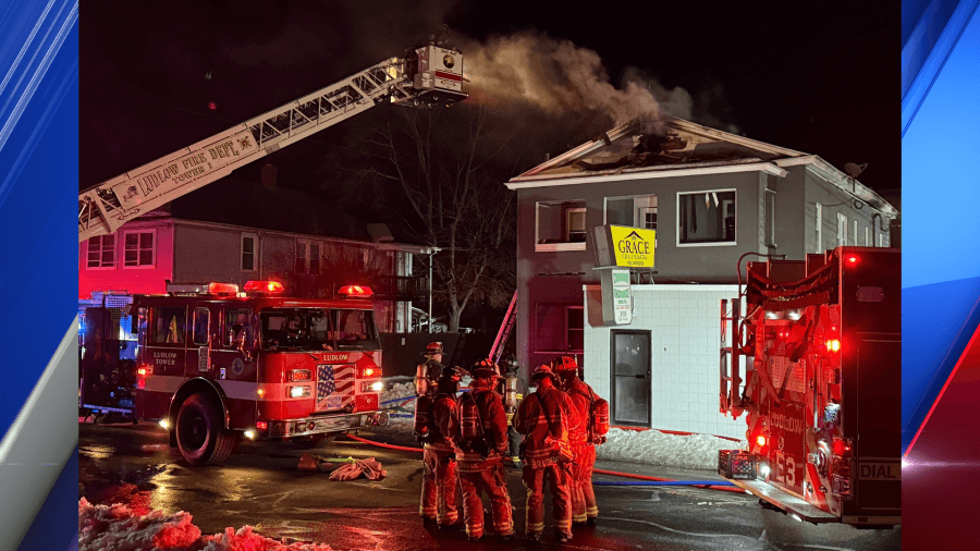 Structure fire closes roads on East and Brookfield Street in Ludlow
