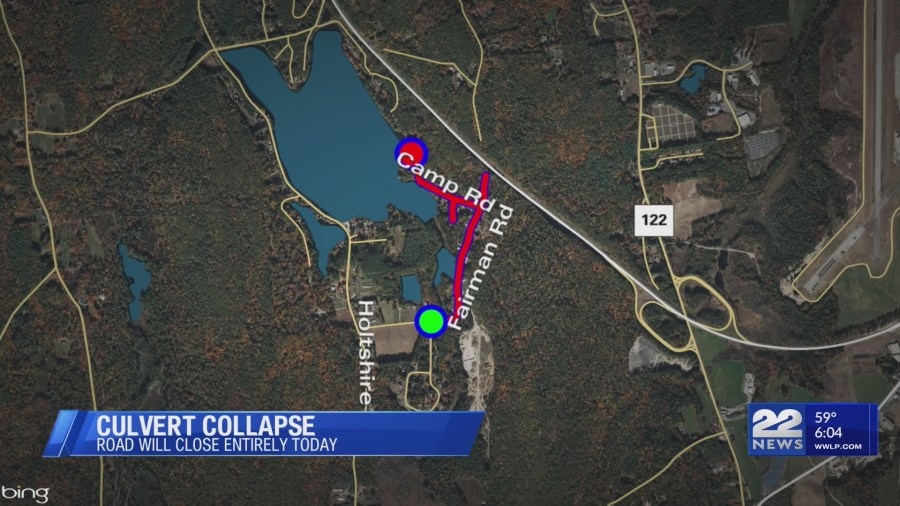 Fairman Road in Orange closed due to culvert collapse