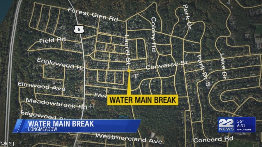Water main break disrupts traffic at Longmeadow intersection