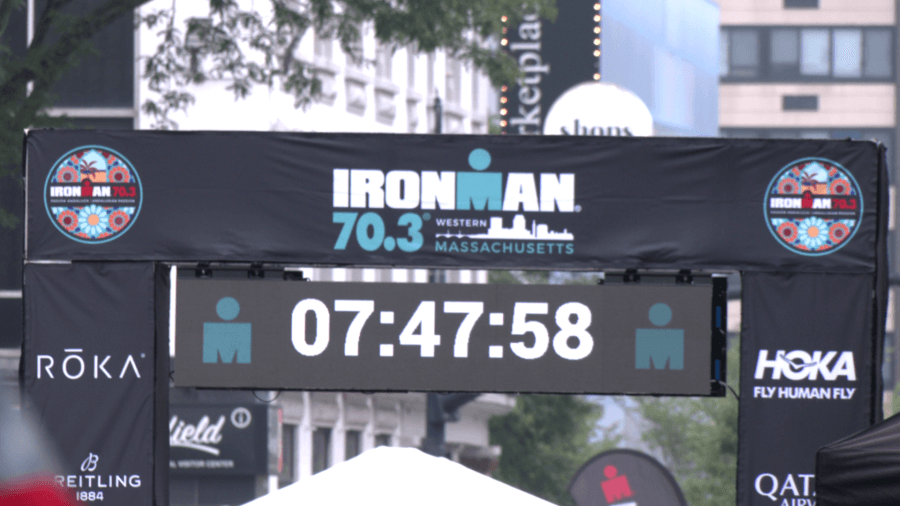 Hundreds of athletes participate in IRONMAN 70.3 in western Mass.