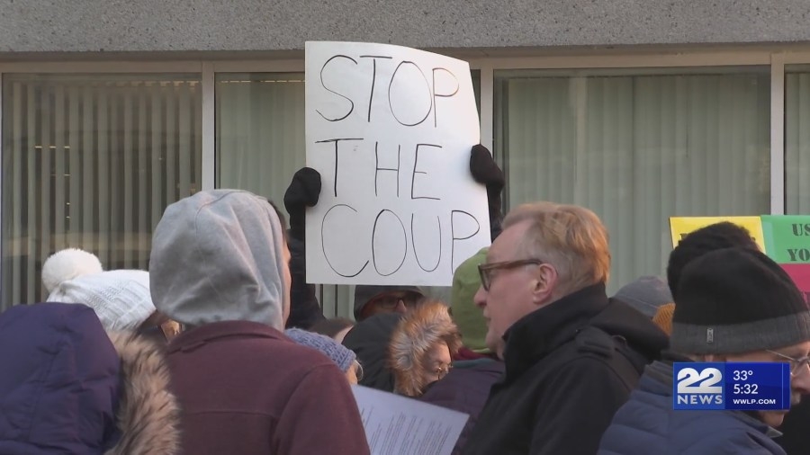 Protestors urge senators to block Trump's agenda