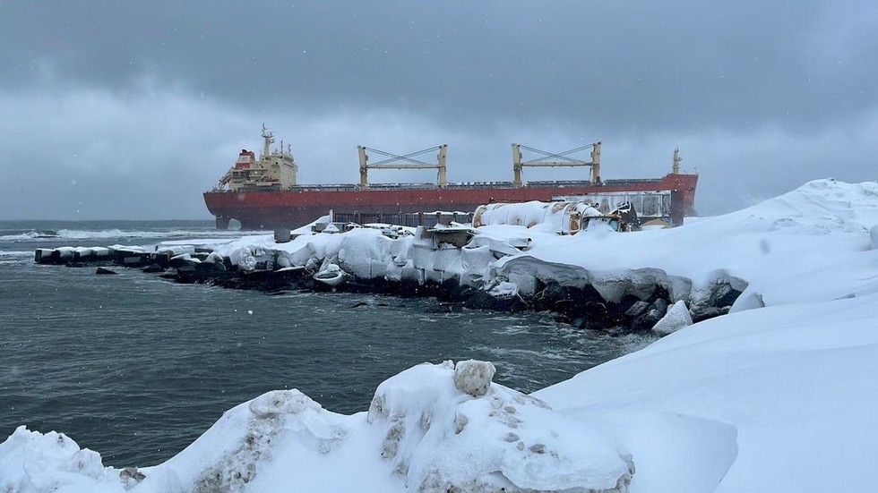 Cargo ship stranded off Russia's Sakhalin