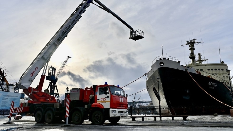Russian Arctic forum city hosts ice breaker fire drill