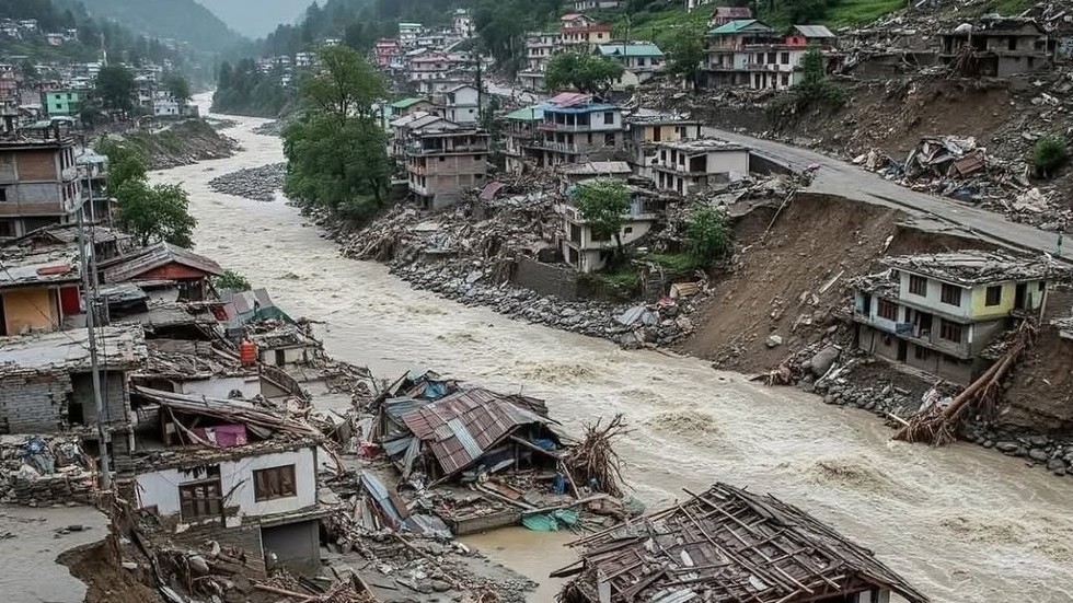 Massive flash floods destroy a village in India (VIDEO)