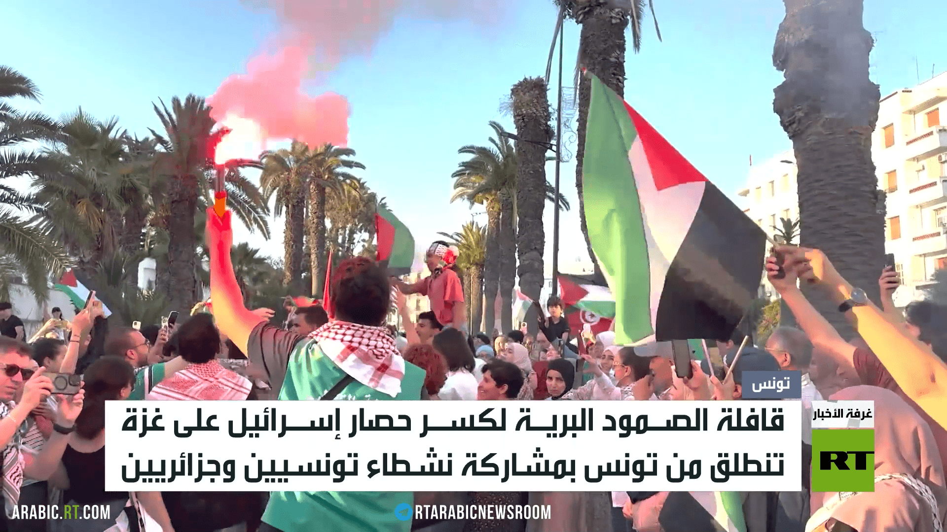 قافلة مساعدات تونسية جزائرية إلى غزة