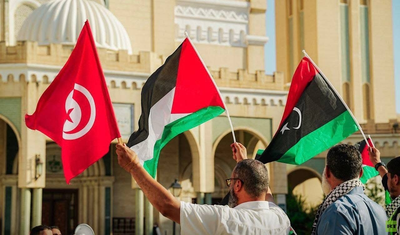 الليبيون يخرجون رفضا لعرقلة "قافلة الصمود" ويطالبون بعدم الالتفاف على القضية الفلسطينية (صور)