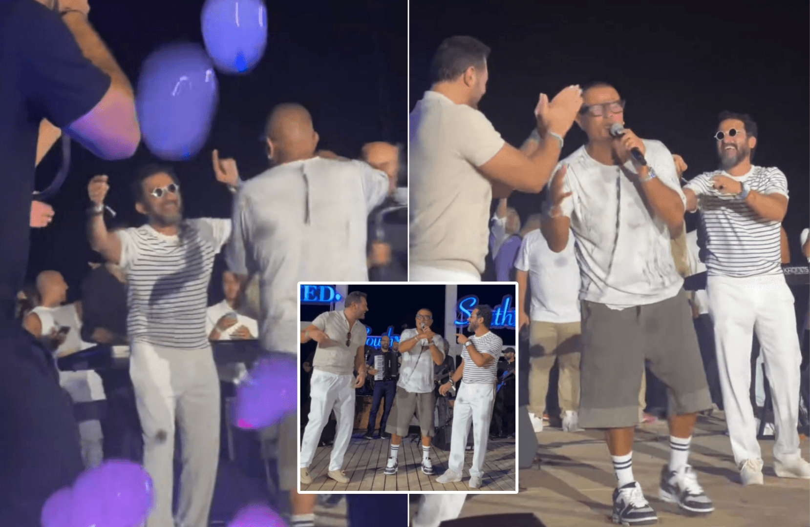 أحمد حلمي وعمرو يوسف يفاجئان عمرو دياب على المسرح (فيديو)