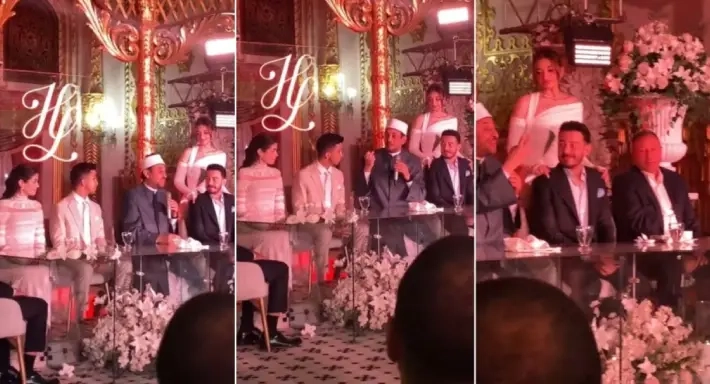 فيديو – اللقطات الأولى من عقد قران هشام جمال وليلى أحمد زاهر … محمود الخطيب بجوار والد العروس