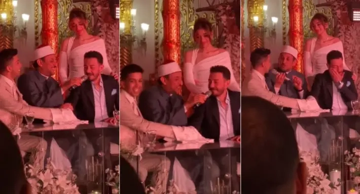 أحمد زاهر يبكي لحظة عقد قران ابنته ليلى … وهشام جمال يمازحه: زوجني بنتك الله يكرمك (فيديو وصور)