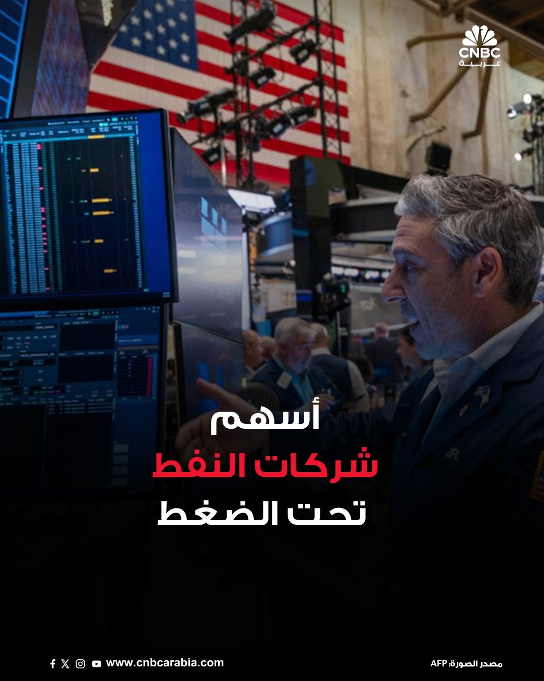 #الأسواق_الآن أسهم شركات النفط تحت الضغط. المخاوف من اتساع الحرب التجارية بين الولايات المتحدة والصين تلقي بظلالها على أسعار النفط، التي تتعرض لضغوط بالفعل جراء زيادة متوقعة في إنتاج تحالف أوبك+ في مايو أيار. أسهم شركتي النفط العملاقتين إكسون موبيل وشيفرون تنخفضان بأكثر من 5% خلال تعاملات الجمعة في وول ستريت. أسهم شركة إس.إل.بي، وهي أكبر شركة لخدمات حقول النفط، هوت بنحو 10 % كما تراجعت أسهم ماراثون بتروليوم، أكبر شركة تكرير أميركية من حيث الحجم، بنسبة 6% تقريباً – حول تعاملات الجمعة في وول ستريت