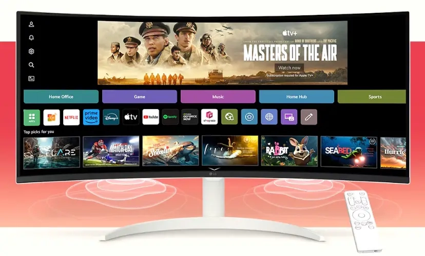 LG تطلق شاشة منحنية 34 بوصة بنسبة 21:9 تعمل بنظام webOS لتشغيل الوسائط وOffice 365 بدون حاسب