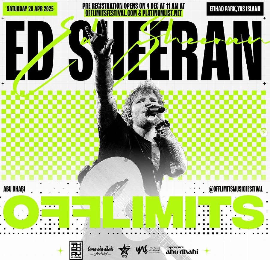 Ed Sheeran to Headline OFFLIMITS Festival in Abu Dhabi