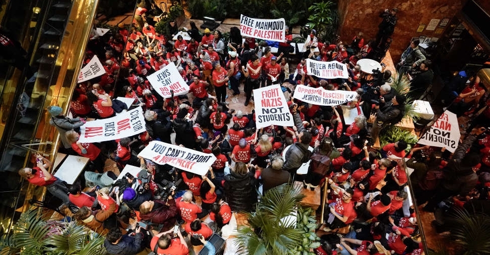 Protesters occupy Trump Tower following arrest of Columbia student