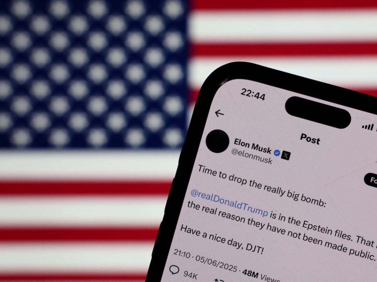 Musk says Trump 'is in the Epstein files'