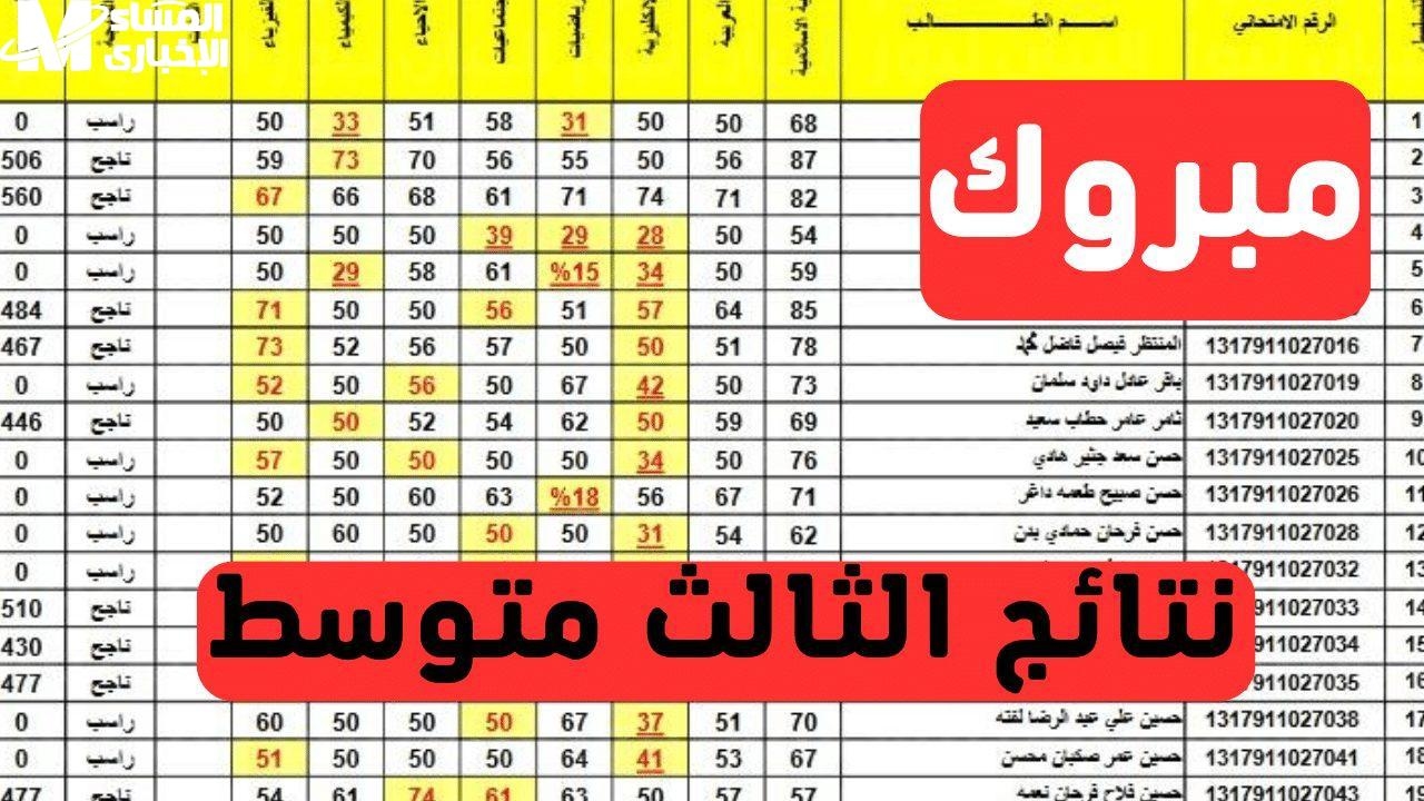 امسك رقمك وادخل المنصة.. نتائج الثالث متوسط الدور الأول 2025 بالرقم الامتحاني كشف درجات مؤكد