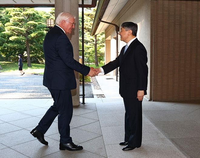 Naruhito greets German leader, reflects on WWII memorial tour