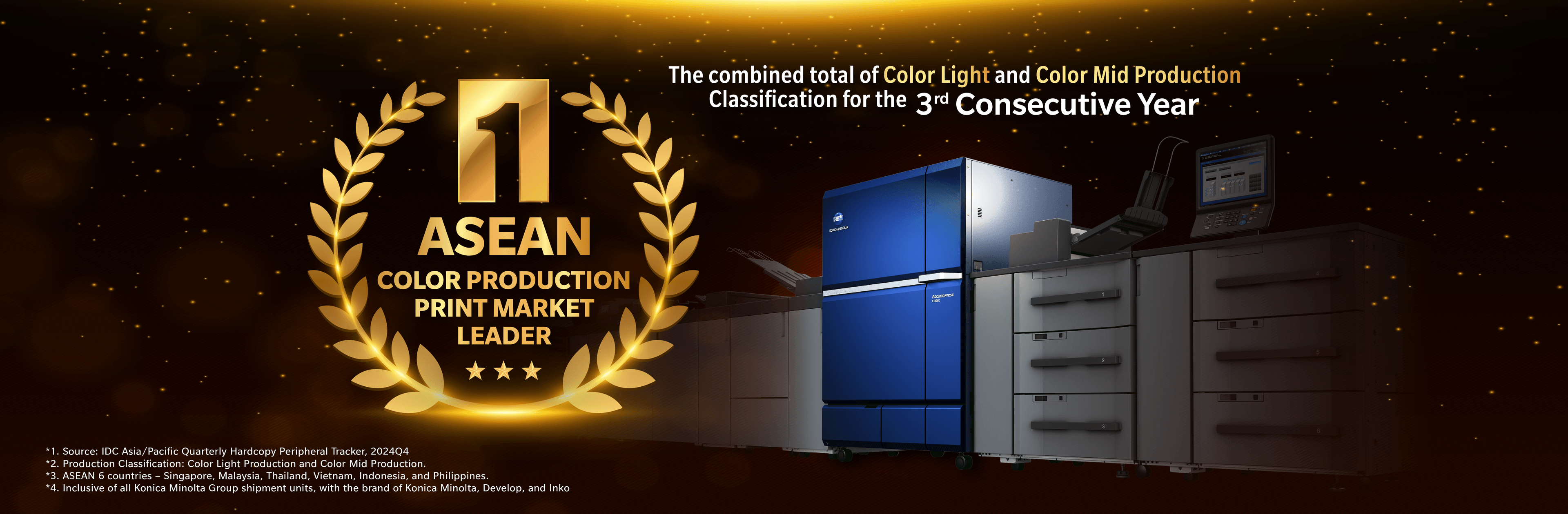 Konica Minolta Named ASEAN's 2024 Market Leader in Colour Light and Mid Digital Production Printers for Third Year Running