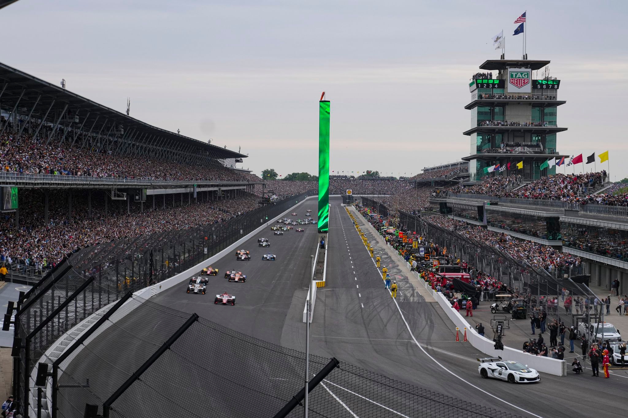 Indy 500 rookie Robert Shwartzman crashes into crew members on pit road, ending his improbable run