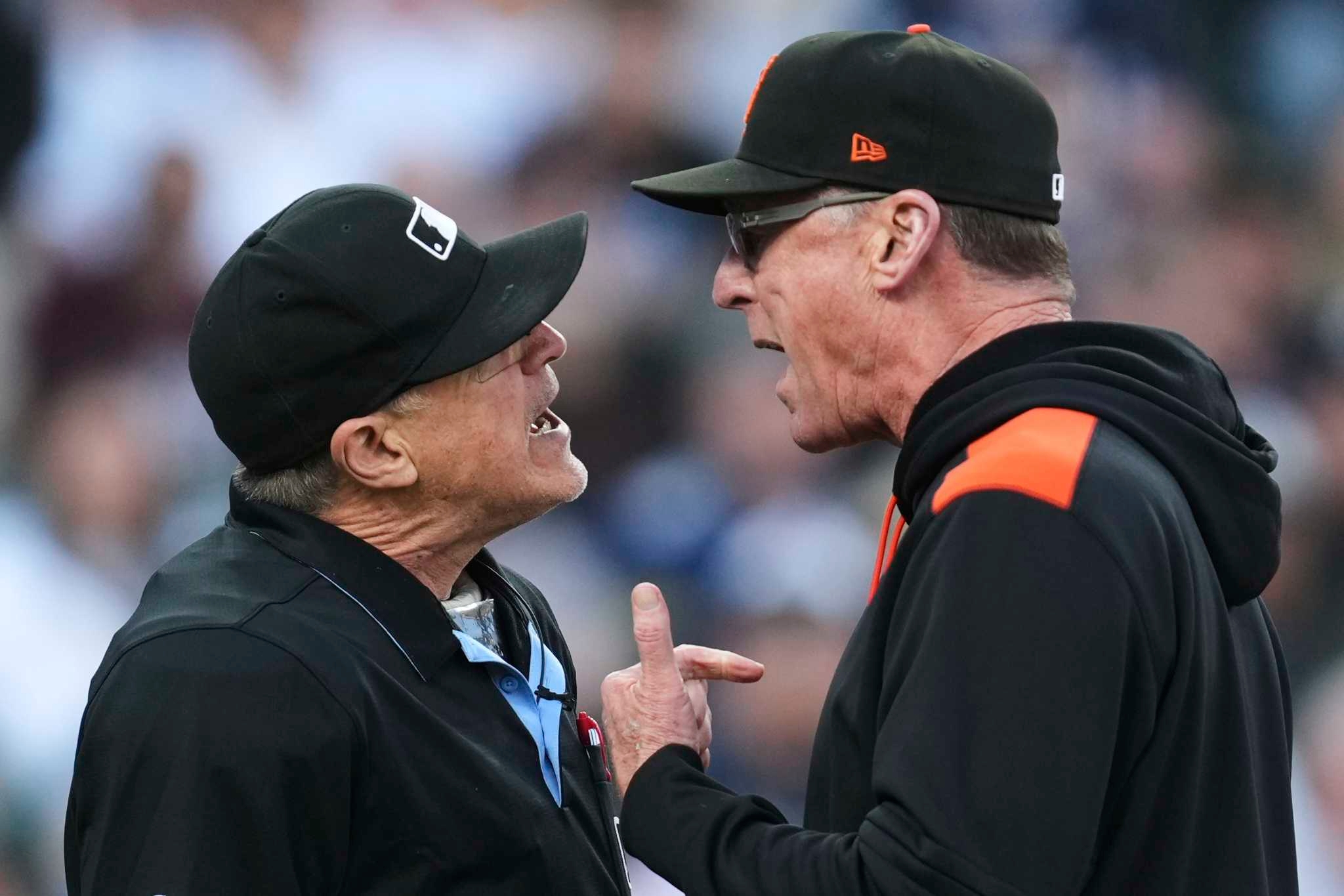Giants' offense continues to flail, Bob Melvin ejected in loss to Detroit