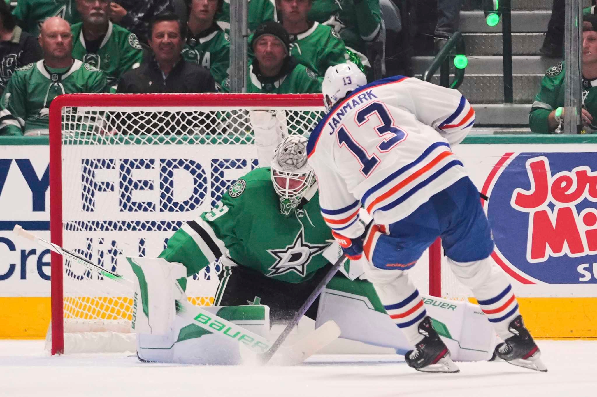 Stars pull goalie Oettinger after Oilers score on 1st 2 shots in Game 5 of West final