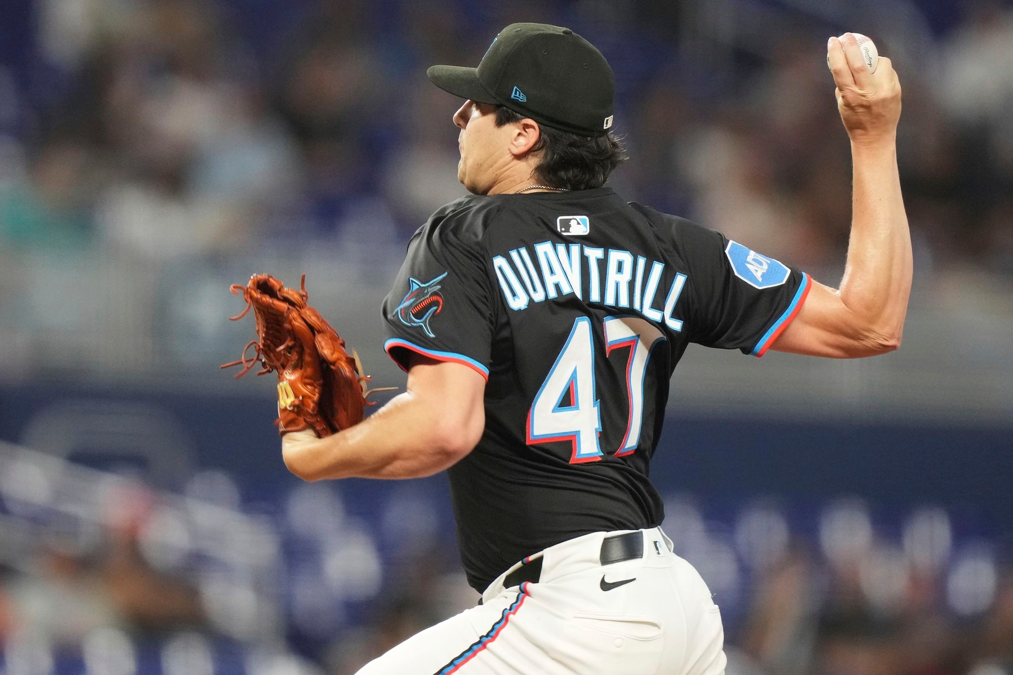 Chapman homers, Harrison pitches five scoreless innings as Giants beat Marlins 2-0