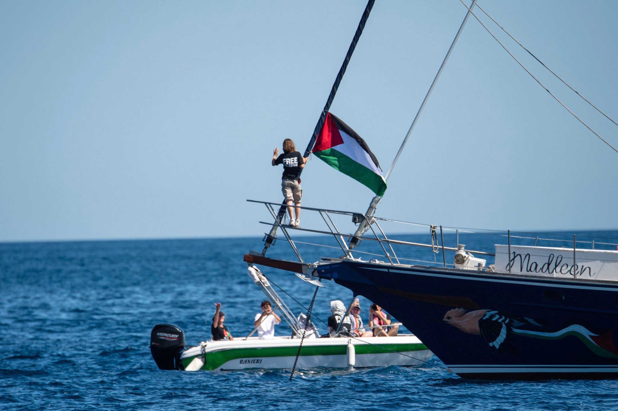 Humanitarian vessel on aid mission to Gaza rescues 4 migrants at sea; dozens returned to Libya