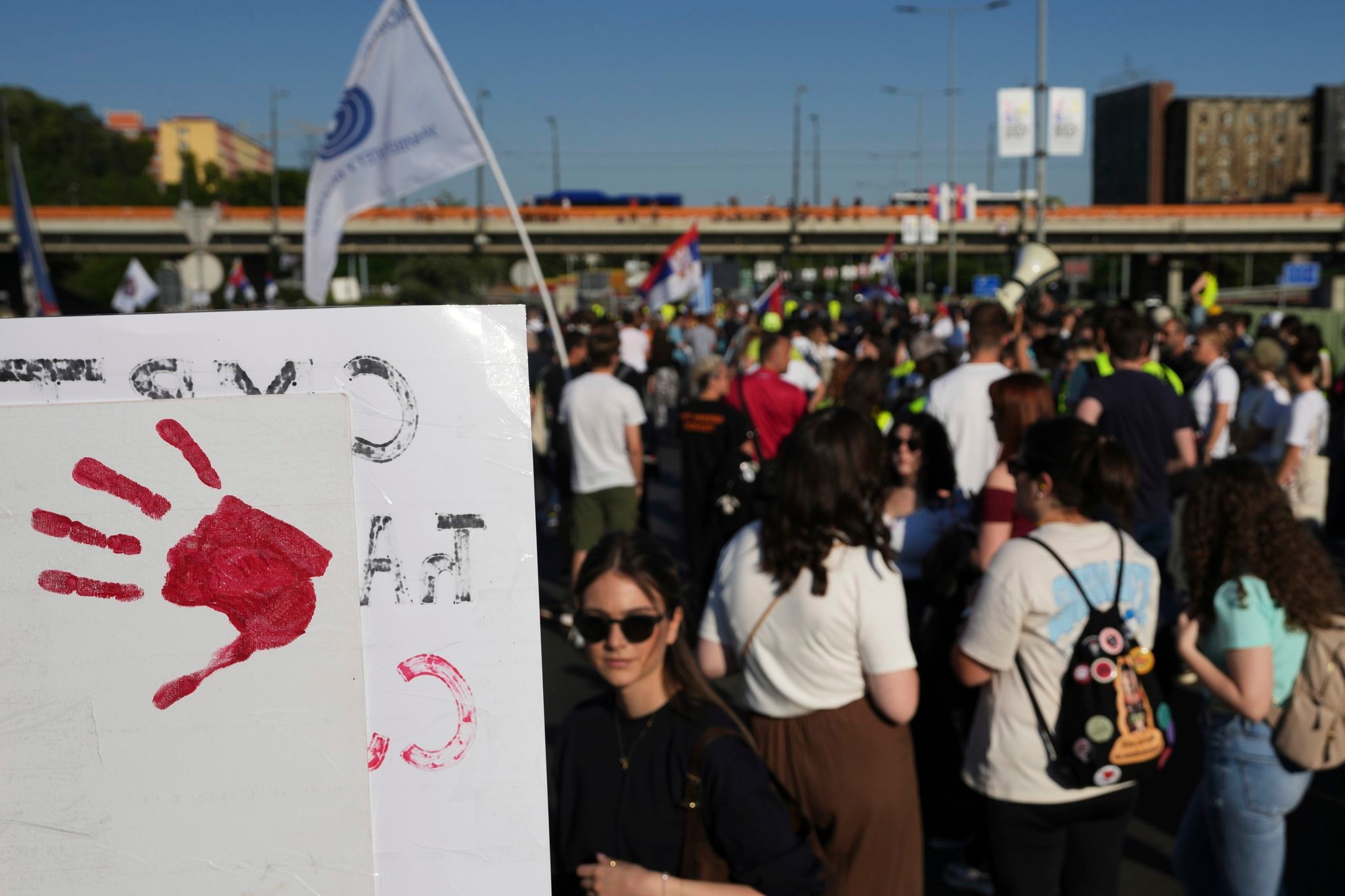 Serbia's protesting students rally across the country to mark 7 months since train station tragedy