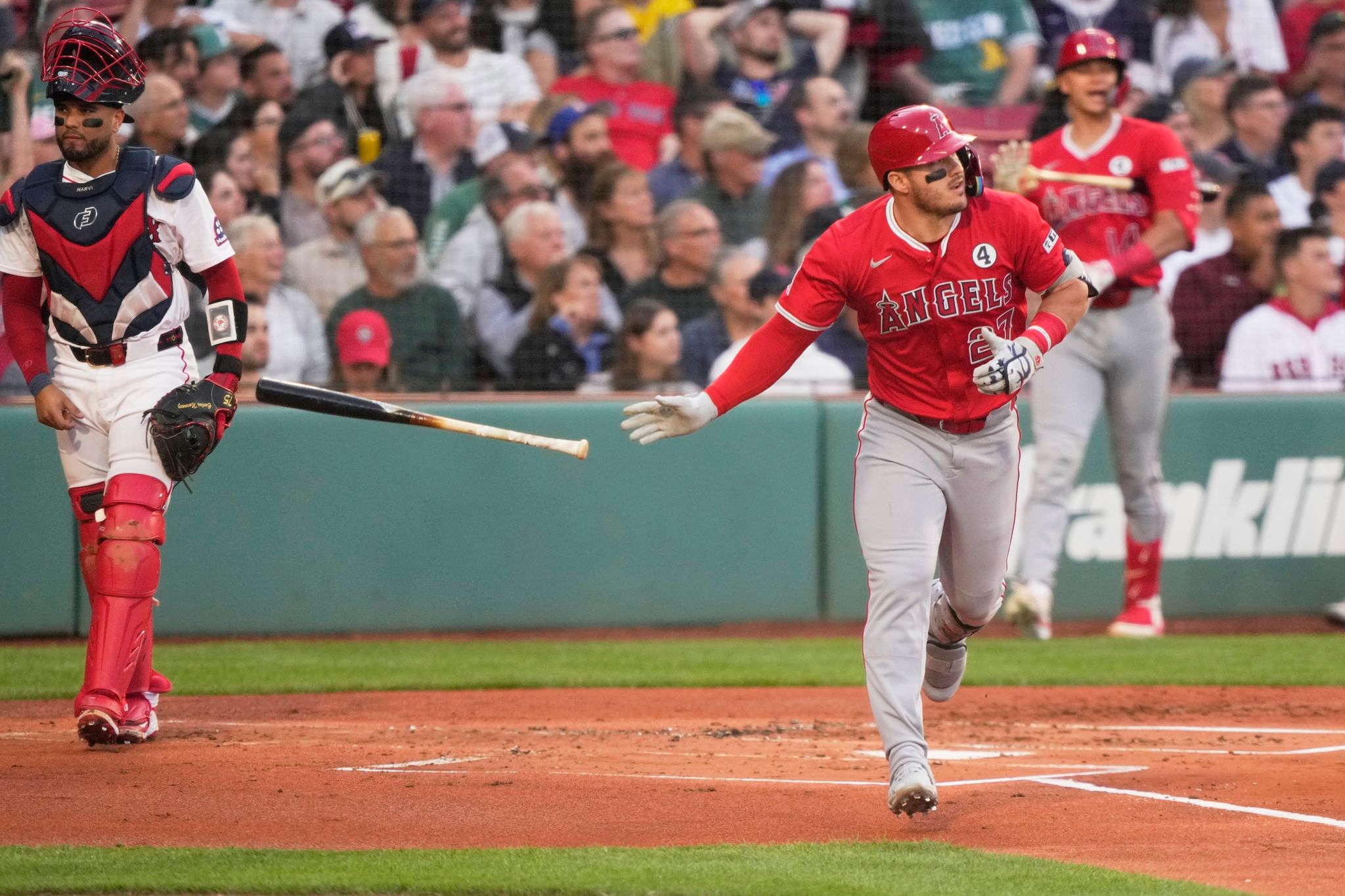 Trout bounces back from injury with 3 more hits and his 2nd career homer at Fenway Park