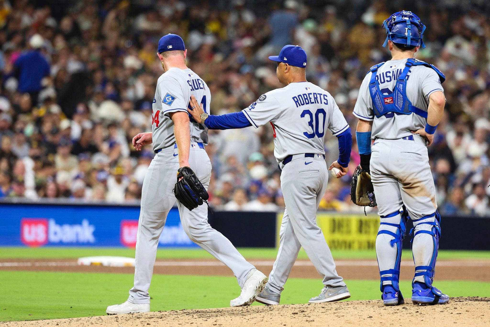 Dodgers' pitching injury woes culminate in a punt. Matt Sauer takes one for the team in 11-1 blowout