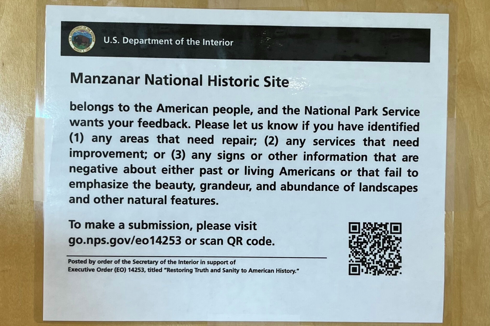 New signs at Manzanar internment camp urge visitors to report ‘negative' portrayals