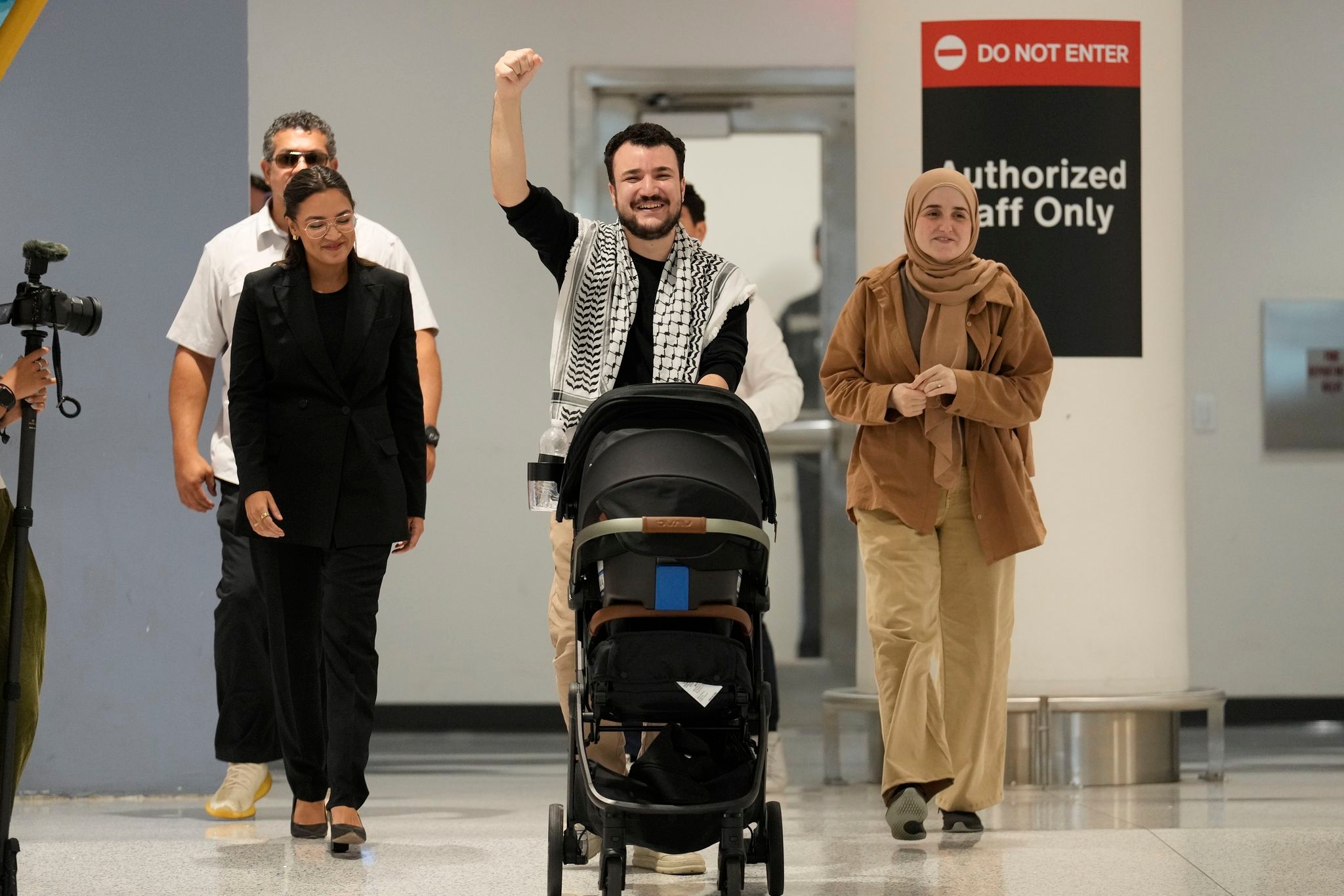 Photos of Palestinian activist Mahmoud Khalil after 104 days in US custody