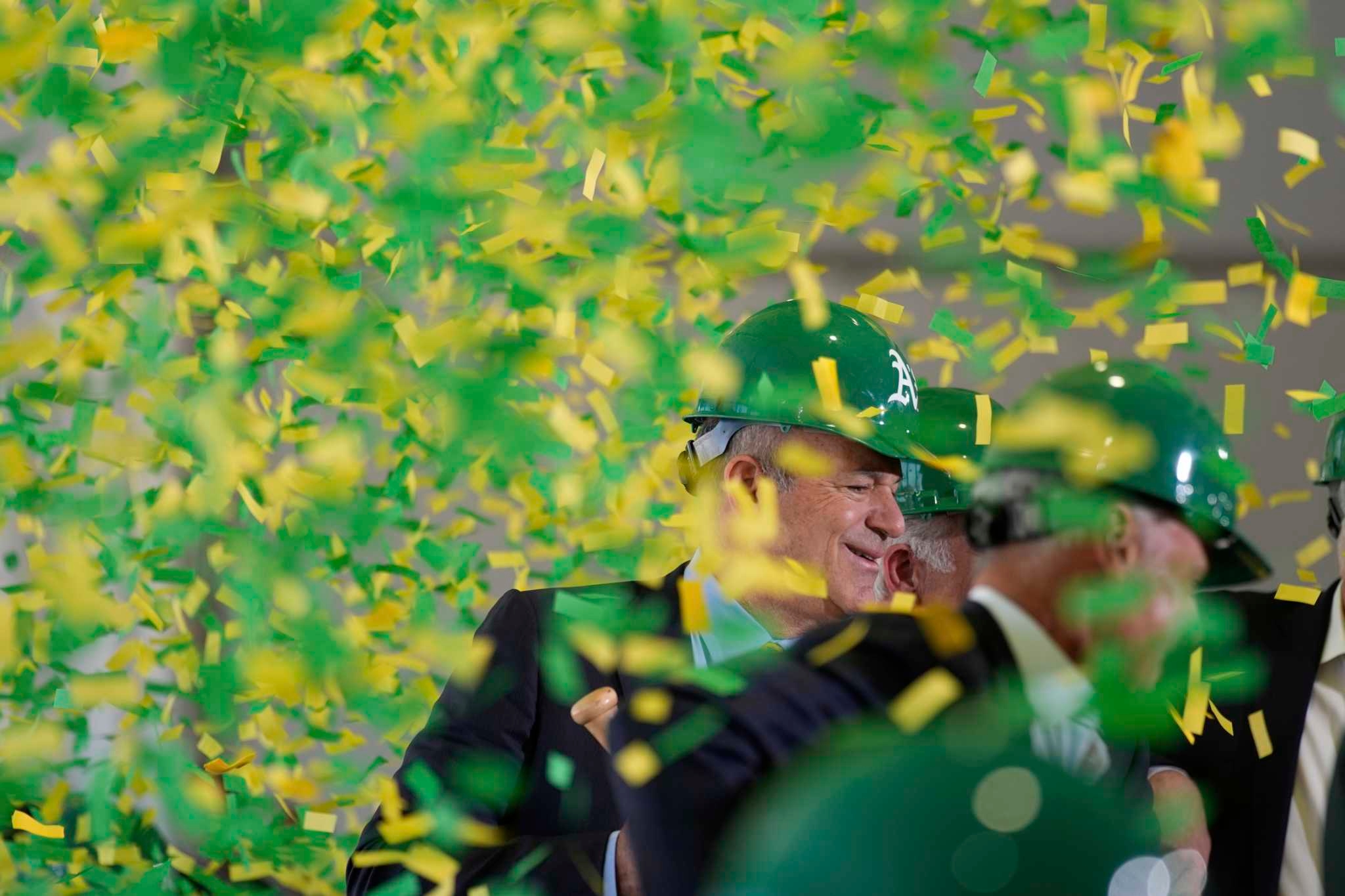 A's John Fisher, MLB's Rob Manfred preside over finally breaking ground for Las Vegas stadium