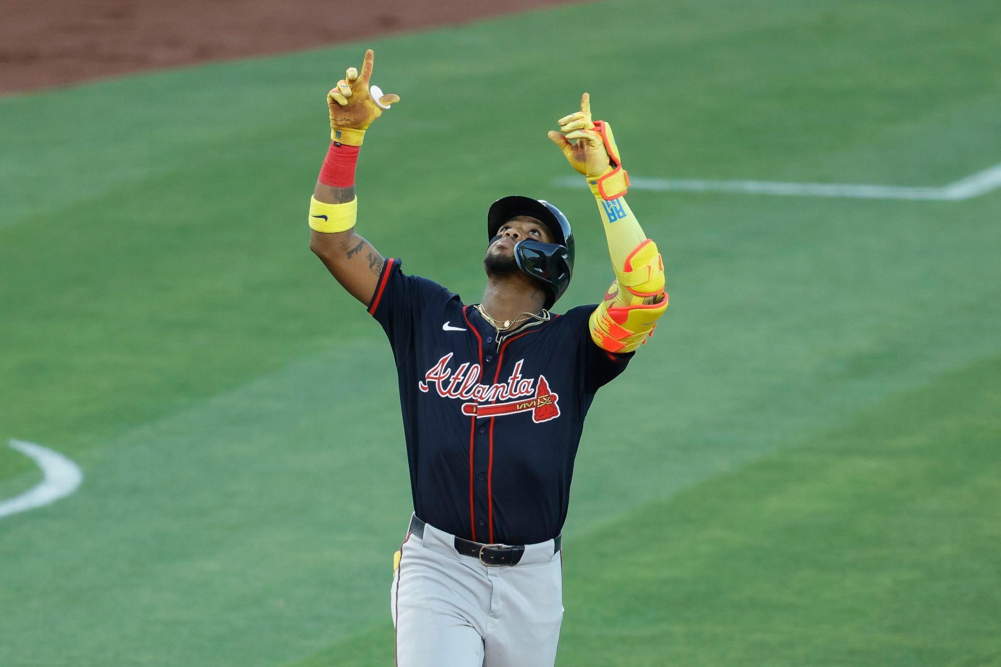 Acuña hits 2 homers as Braves end 13-game losing streak in California with win over A's