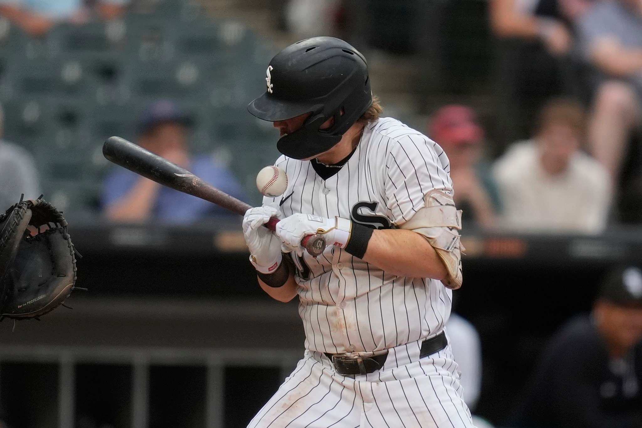 White Sox 2B Chase Meidroth departs after he gets hit by a pitch