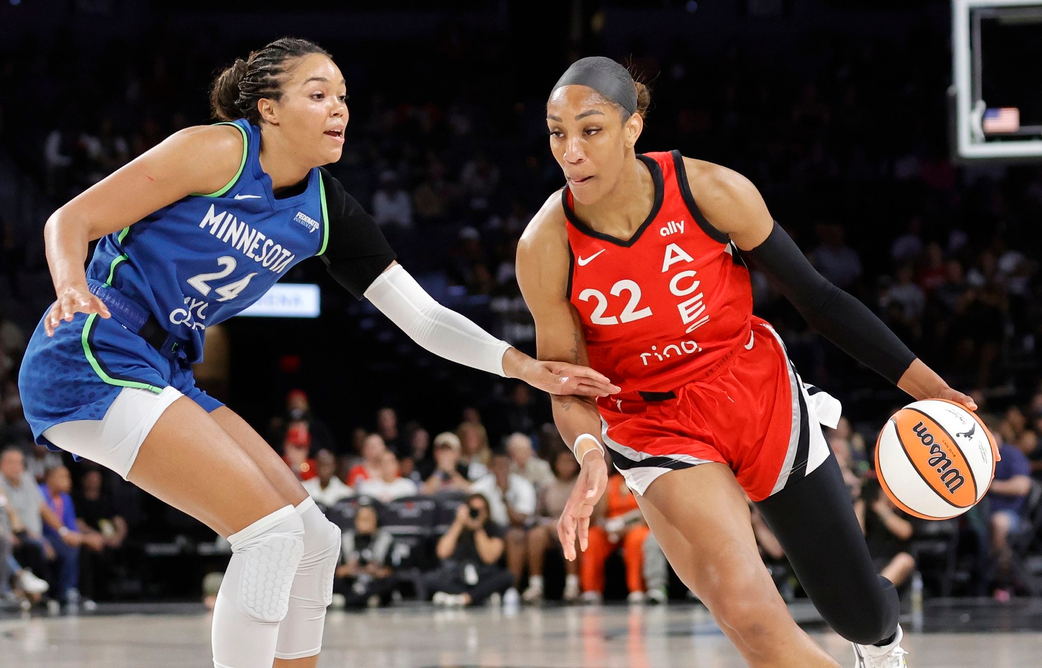 MVP frontrunner Napheesa Collier leaves during Lynx's 53-point blowout win over Aces