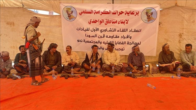 حراك الكرامة السلمي يعقد اللقاء التشاوري الأول لقيادات مقاومة قرن السودا في القموش بشبوة