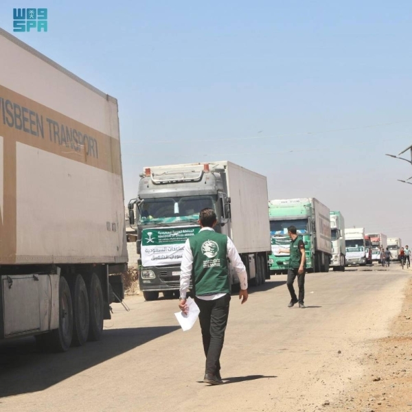 Saudi relief trucks arrive in Syria's Sweida province with humanitarian aid